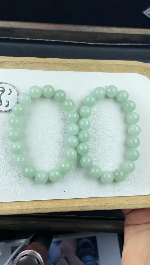 【闪购商品】翡翠手串未镶嵌5C023淡绿手串卡+多样性发其一