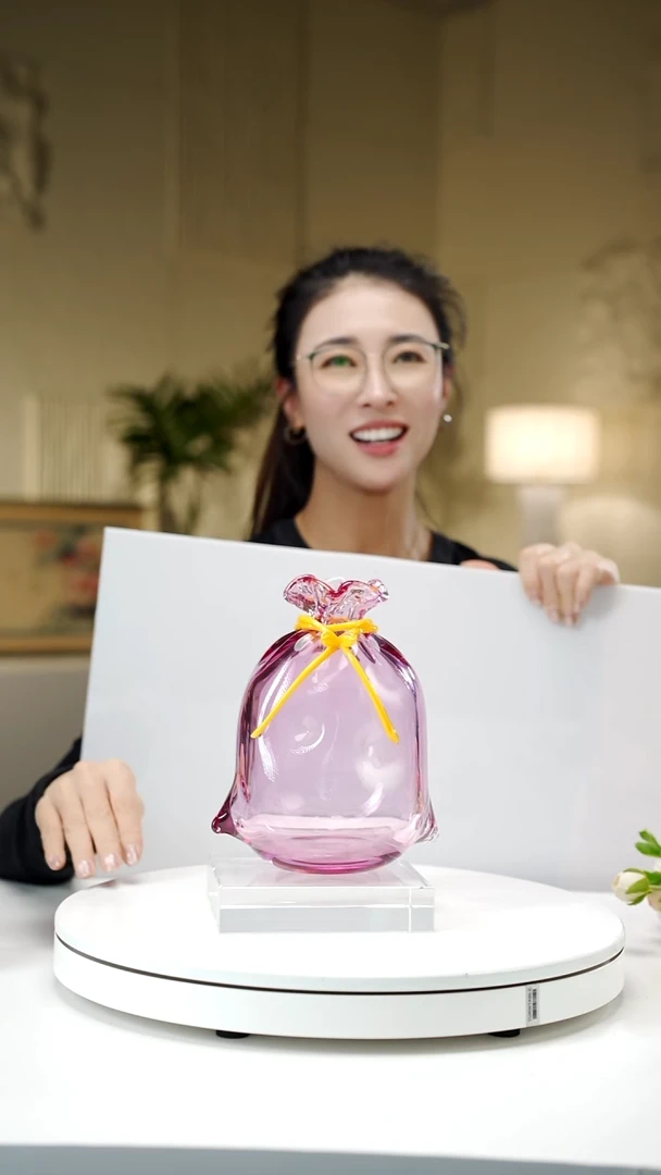 琉璃金红色钱袋子摆件