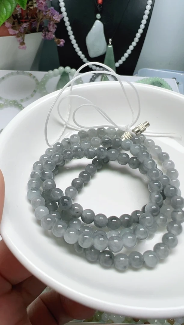 散珠翡翠当*纯天然缅甸A货翡翠卡5，118颗