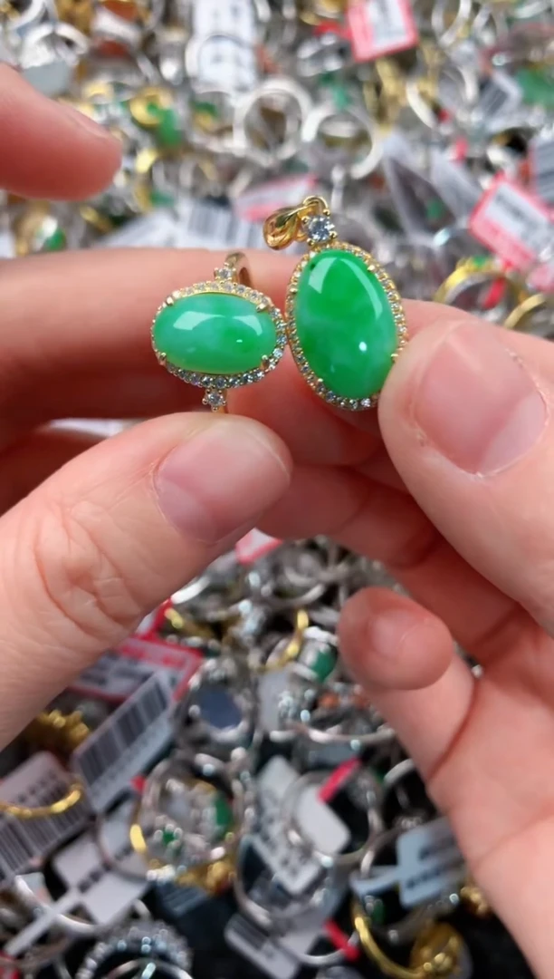 银S925镶嵌戒指翡翠111   9