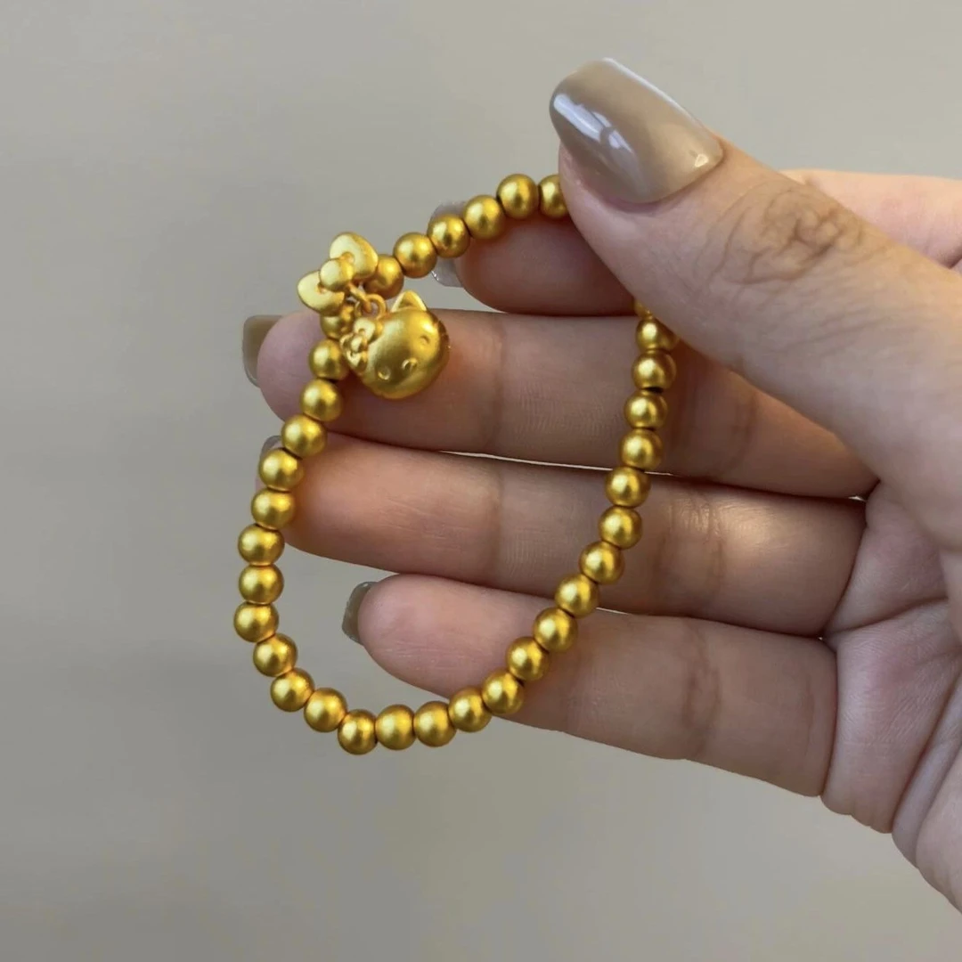 铜合金手链 夏季新款黄金色猫咪蝴蝶结手链设计感海边度假风款