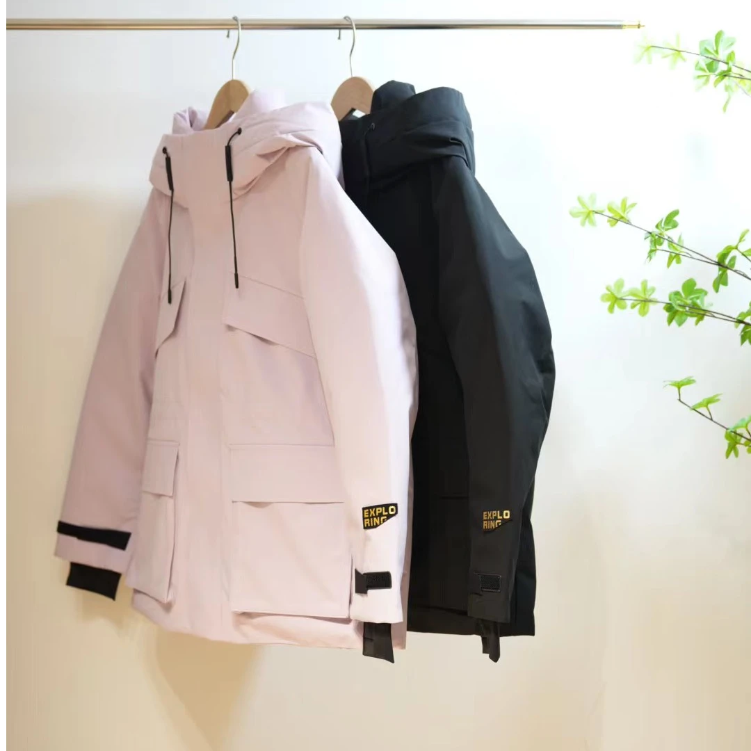 1-569-一款两色磁吸拉链派克服秋冬收腰连帽鹅绒服女