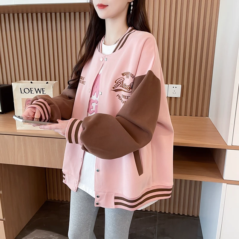 时尚韩版撞色棒球服外套女上衣小个子休闲宽松oversize春秋薄款