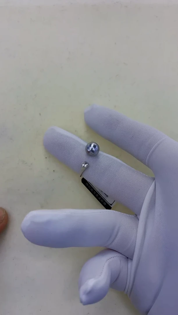 银S925镶嵌饰品海水珍珠真多麻色设计款戒指