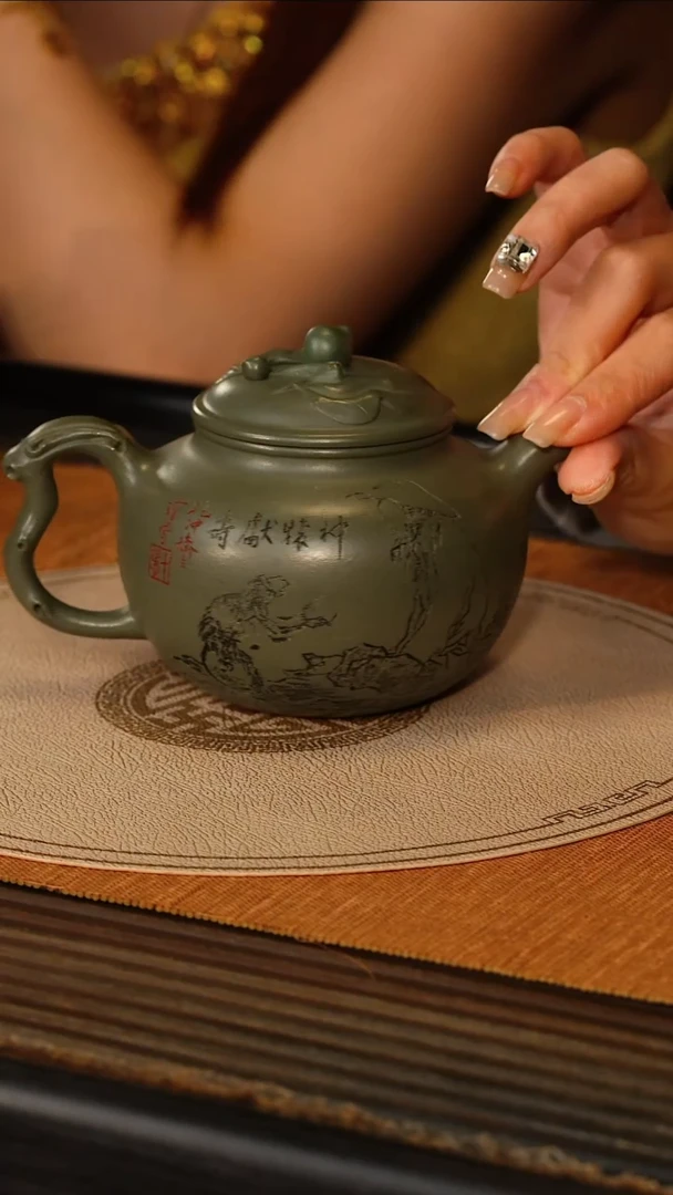 茶壶紫砂宜兴紫砂PCF 豆青砂 寿桃