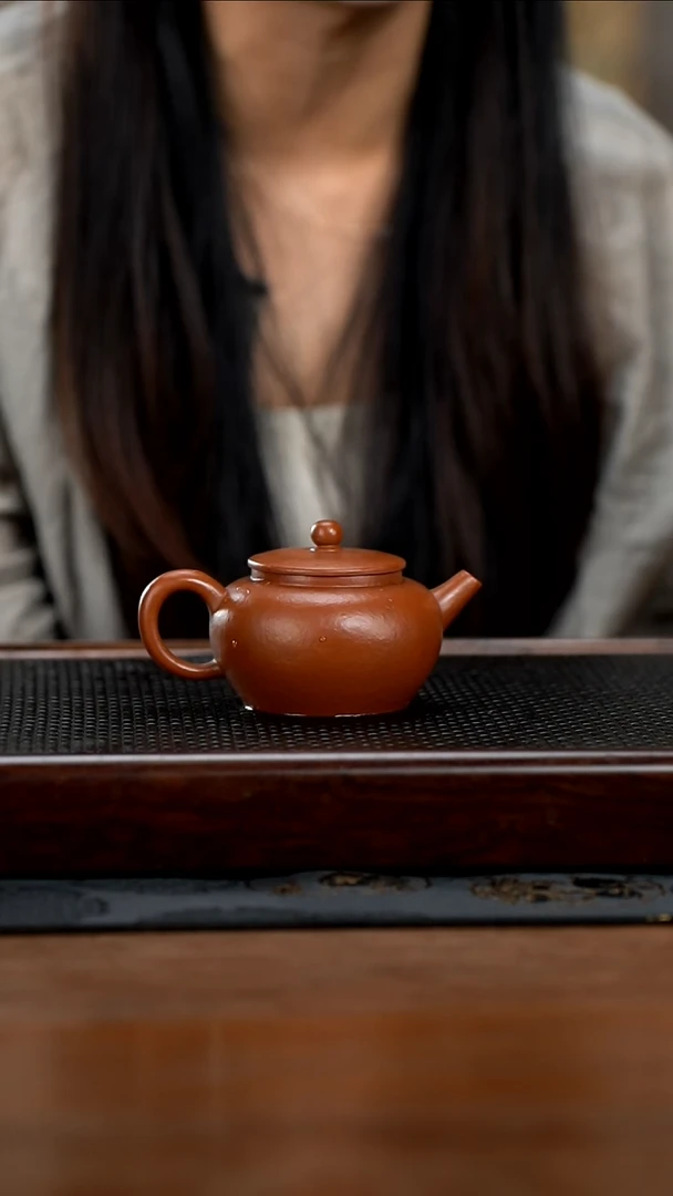 茶壶紫砂165cc黄龙山原矿朱泥平盖莲子12