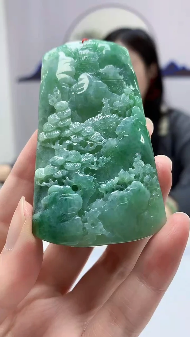 【闪购商品】定制翡翠未镶嵌4852zm-毛货挂件18山水