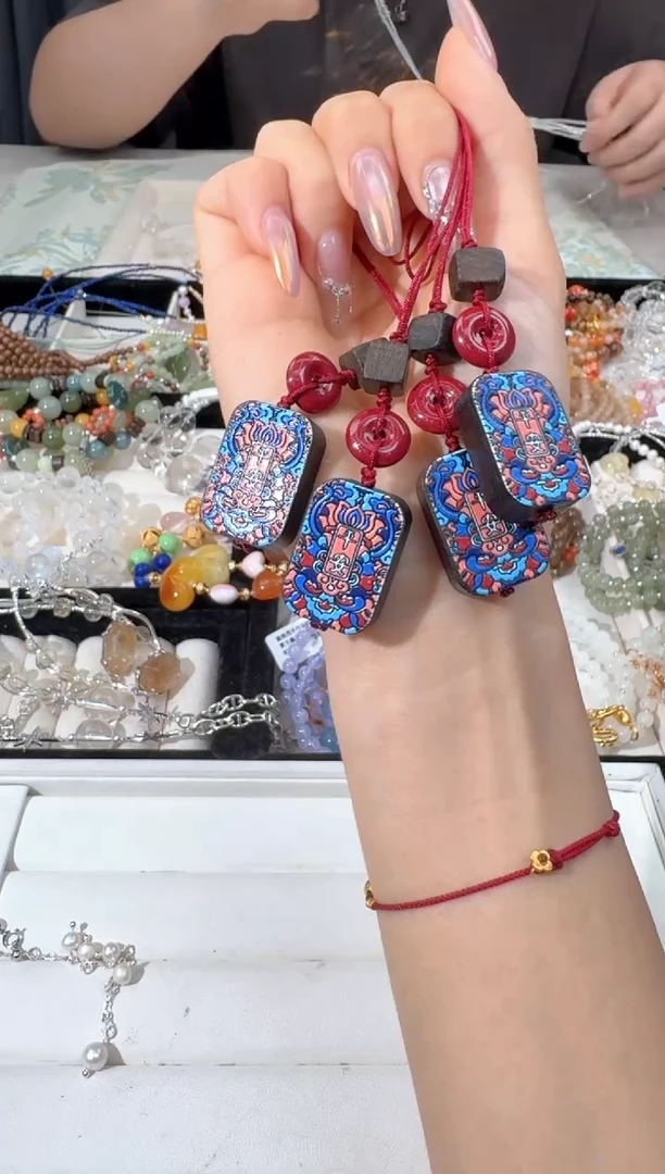 水晶手链未镶嵌E002平安木头牌子吊坠