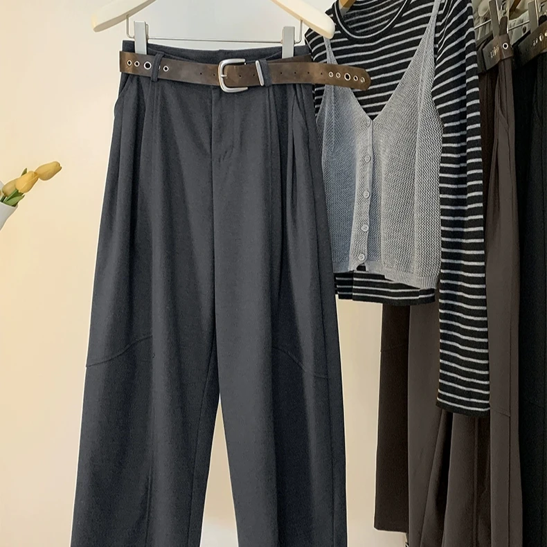 259931#垂感气质毛呢长裤膝盖拼接女秋季新款显瘦百搭宽松高腰