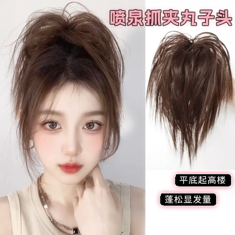 新款高颅顶鸡窝头真发毽子头鸡毛抓夹发夹女后脑勺鲨鱼夹气质时尚