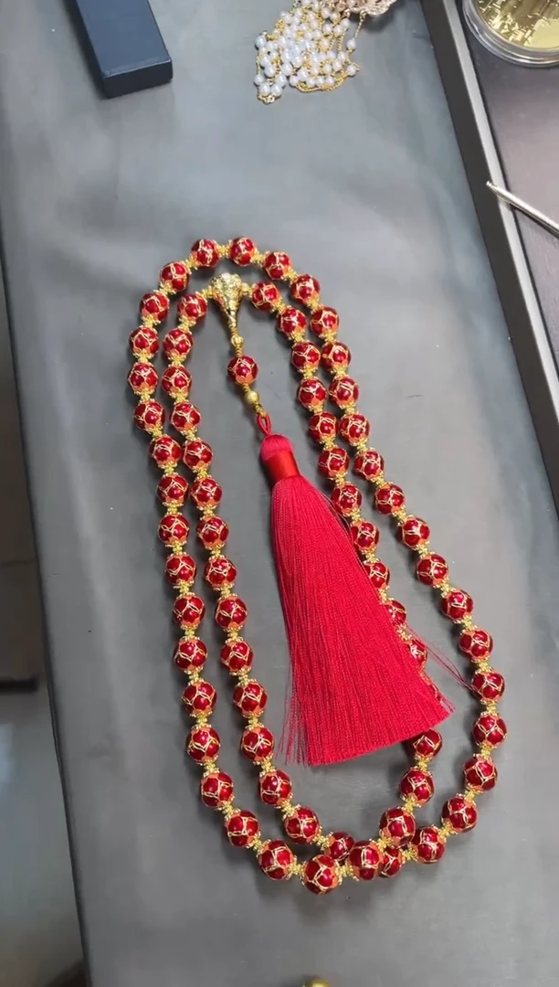 【闪购商品】玫红色莲花珐琅项链