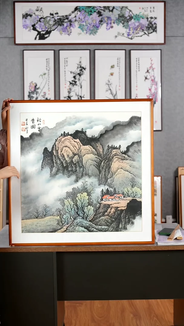 国画金帆《秋山富贵》手绘含框82*82厘米