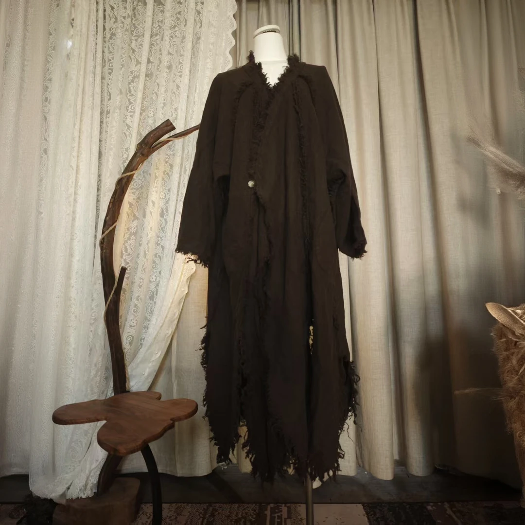 H805310风衣外套长袖设计师百搭中长款宽松斜襟