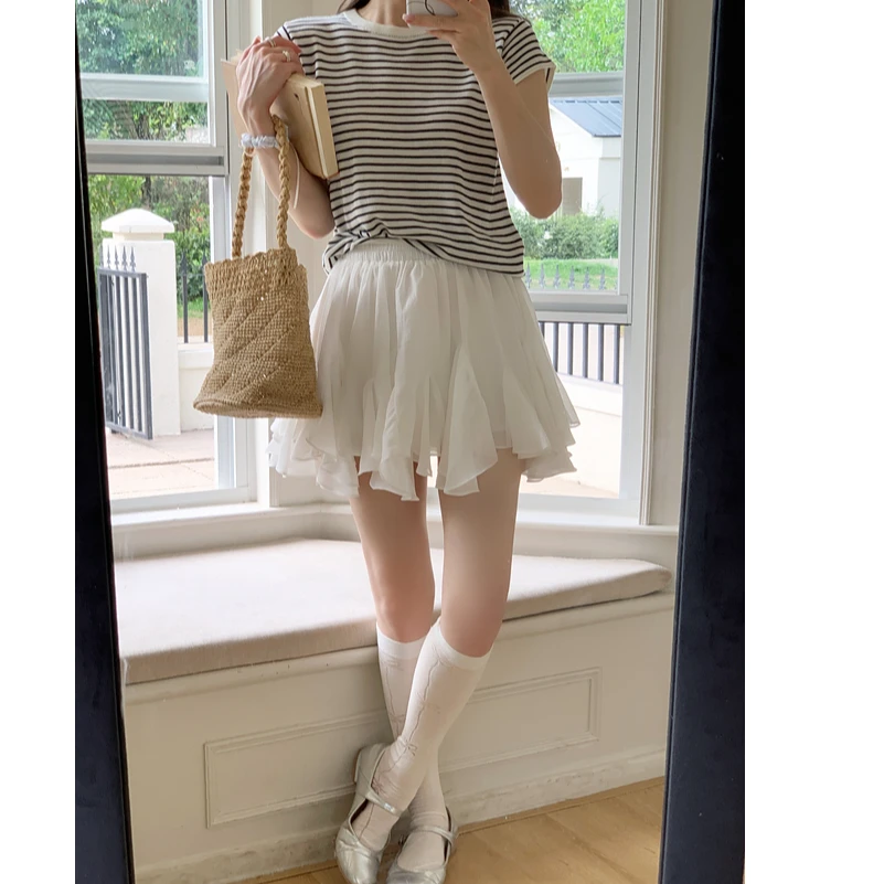 白色不规则蓬蓬裙半身裙女2025夏季减龄高腰显瘦设计感a字短裙子