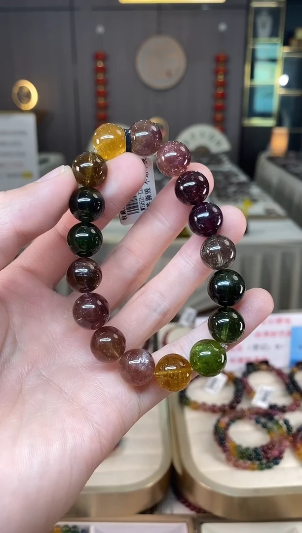 未镶嵌老矿碧玺彩虹单圈串12mm+碧玺多样性发货一条xion