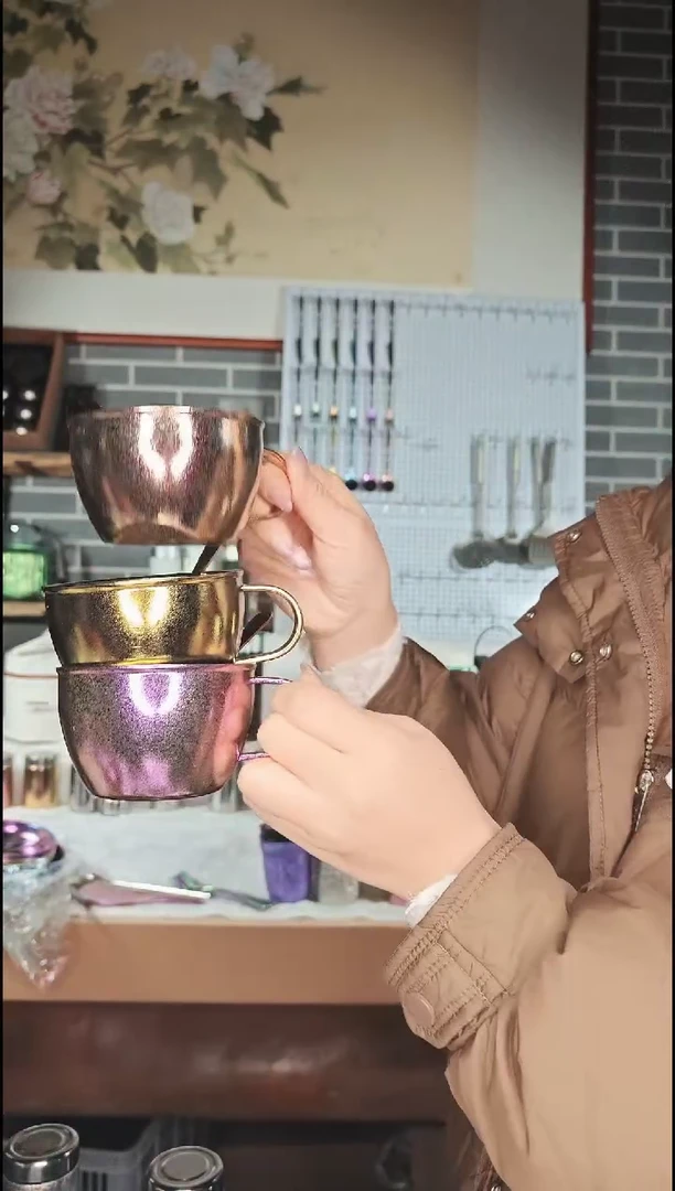 钛合金纯钛咖啡杯杯带勺子