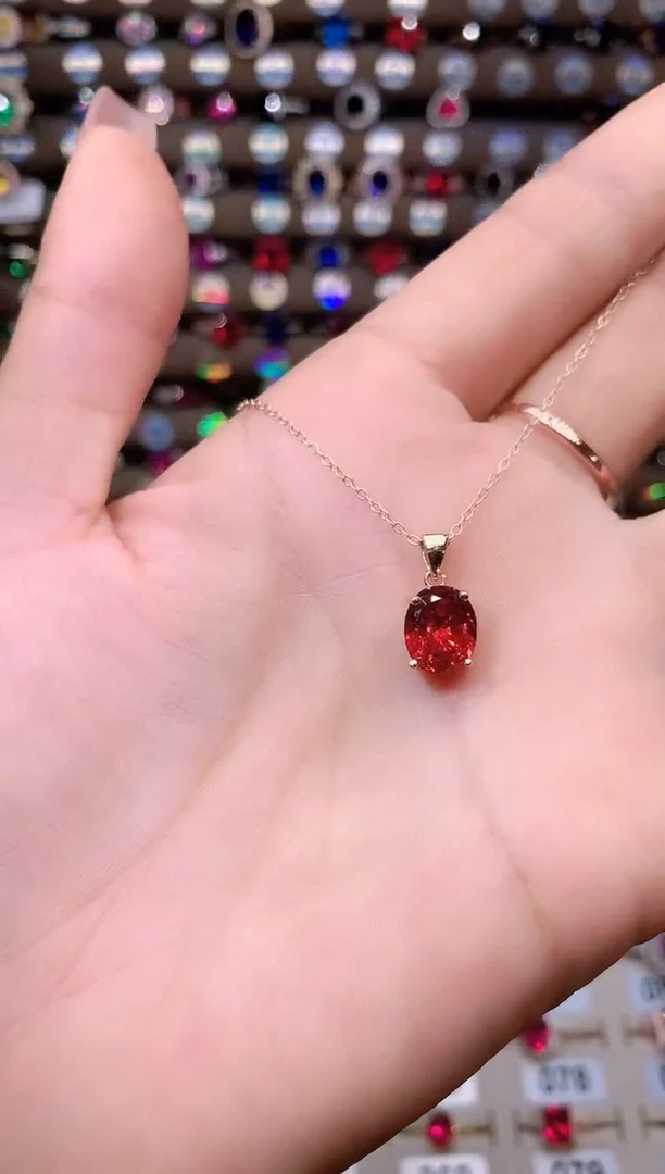 银S925镶嵌颈饰石榴石810玫瑰金
