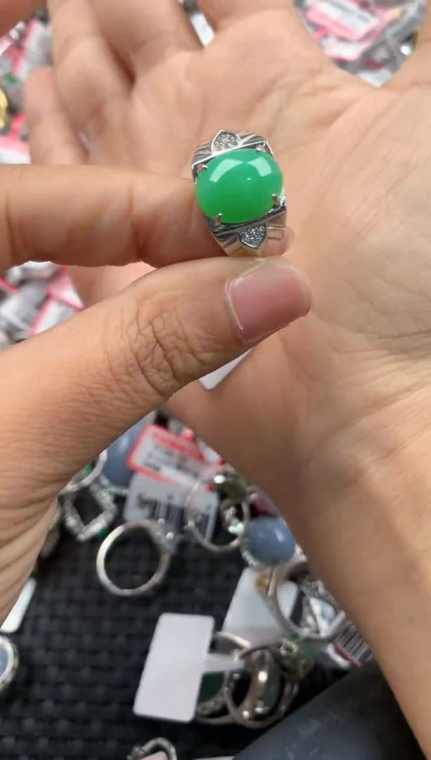 银S925镶嵌戒指翡翠8888-----9