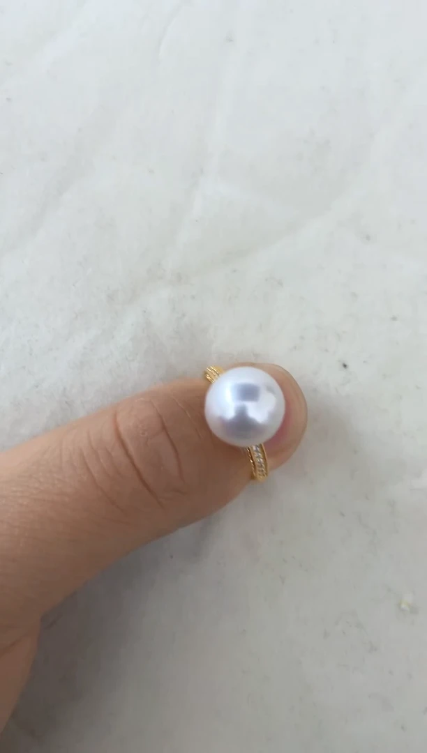 【闪购商品】淡水珍珠戒指银S925镶嵌11-12mm