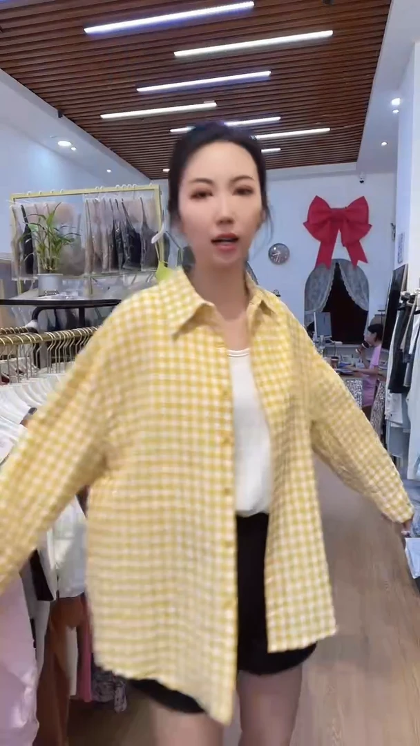夏季薄款黄格子衬衫