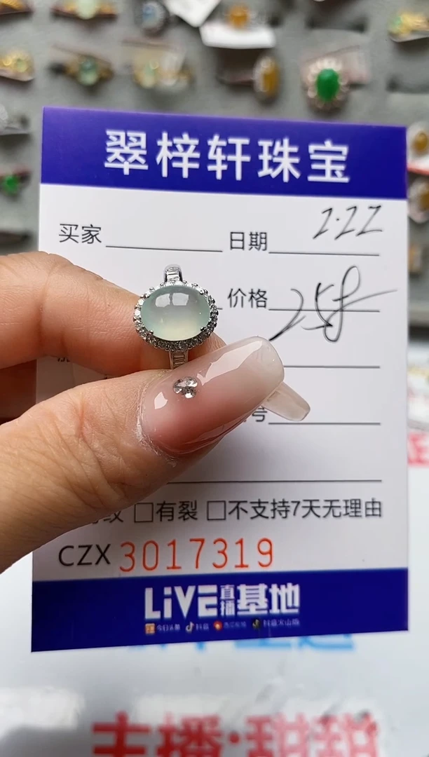 【闪购商品】翡翠戒指银S925镶嵌7319