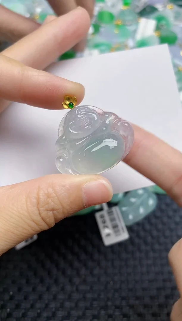 颈饰18K金镶嵌翡翠天然缅甸A货翡翠百元以上9元证书费自理