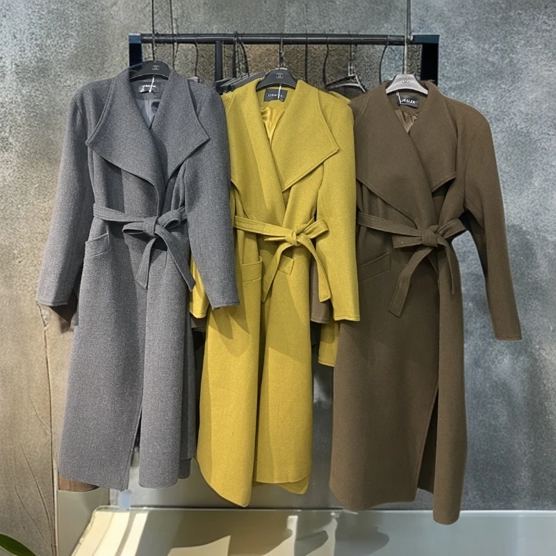 图图同款直角肩羊毛呢大衣