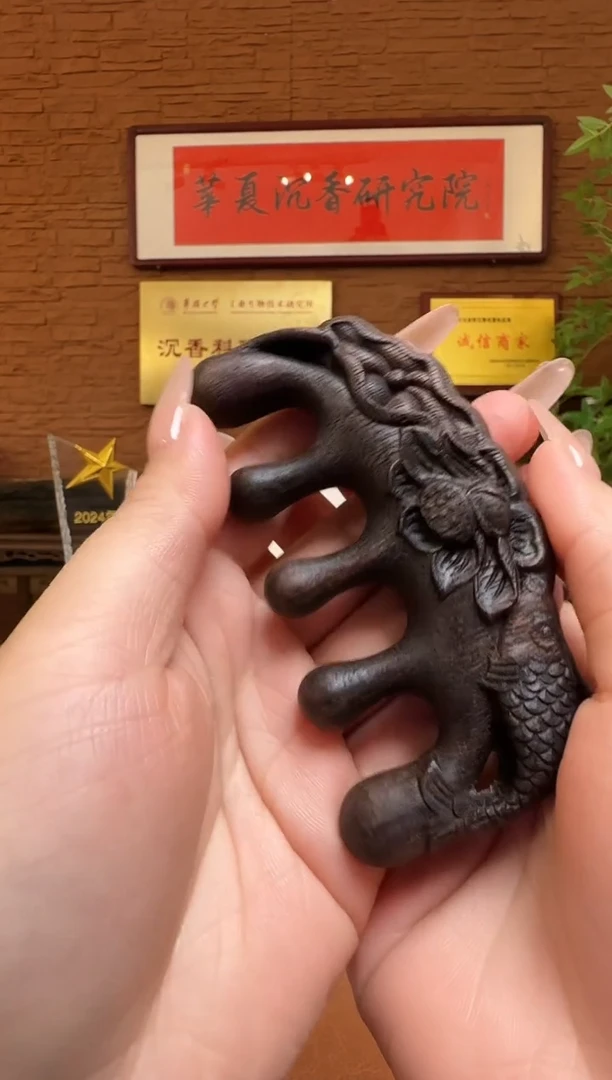 【闪购商品】沉香木手把件越南芽庄白棋楠沉香木雕雷击料沉水木梳子