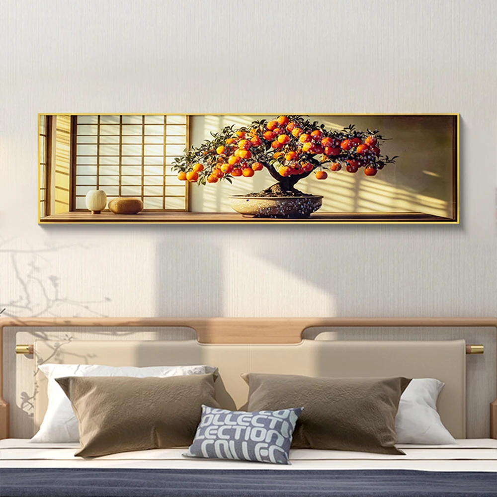 新中式卧室客厅装饰画橘子晶瓷镶钻床头背景墙挂画大吉大利40150