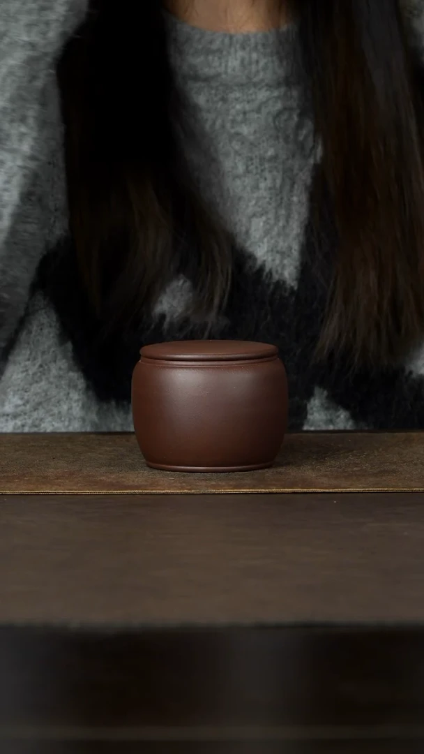 茶杯紫砂杯研所专属 汉瓦小罐 紫泥紫砂茶叶罐 50g左右