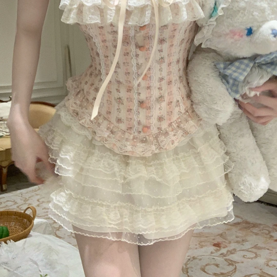 瑞茜·威瑟斯 半糖奶贝 甜美收腰显瘦公主蓬蓬短裙半身裙R5679Z