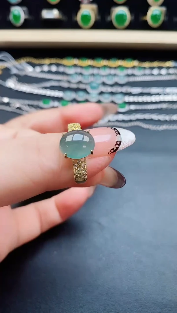 翡翠戒指银S925镶嵌508050
