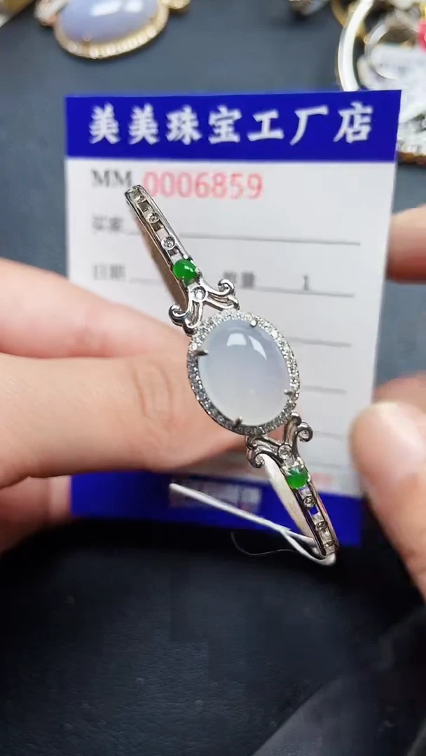 颈饰银S925镶嵌翡翠6859