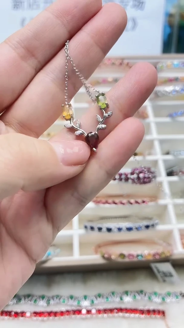 银S925镶嵌项链碧玺439ZB1123产品一个（多样性）