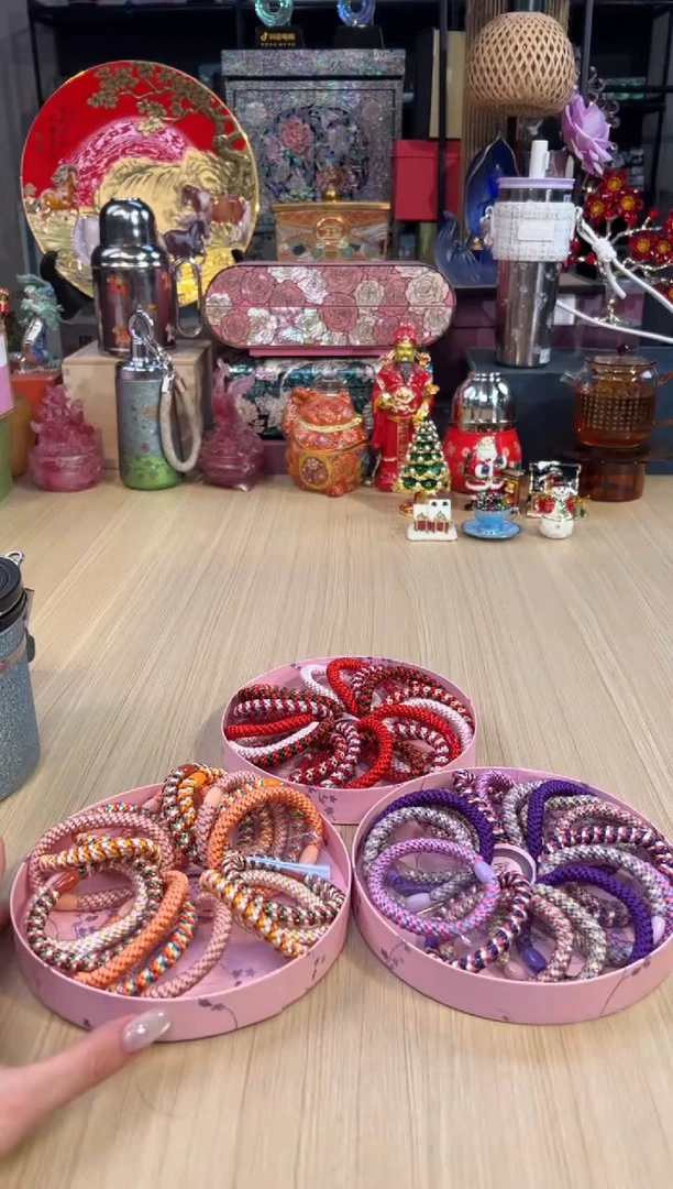 127色圆盒发圈-紫红橙