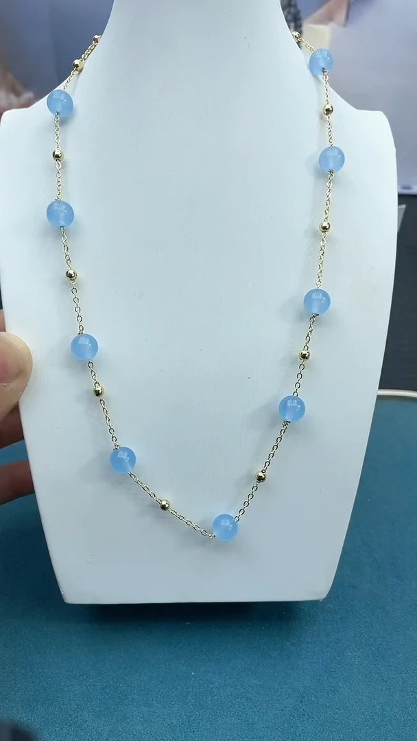 【闪购商品】海蓝宝石颈饰银S925镶嵌满天星海蓝