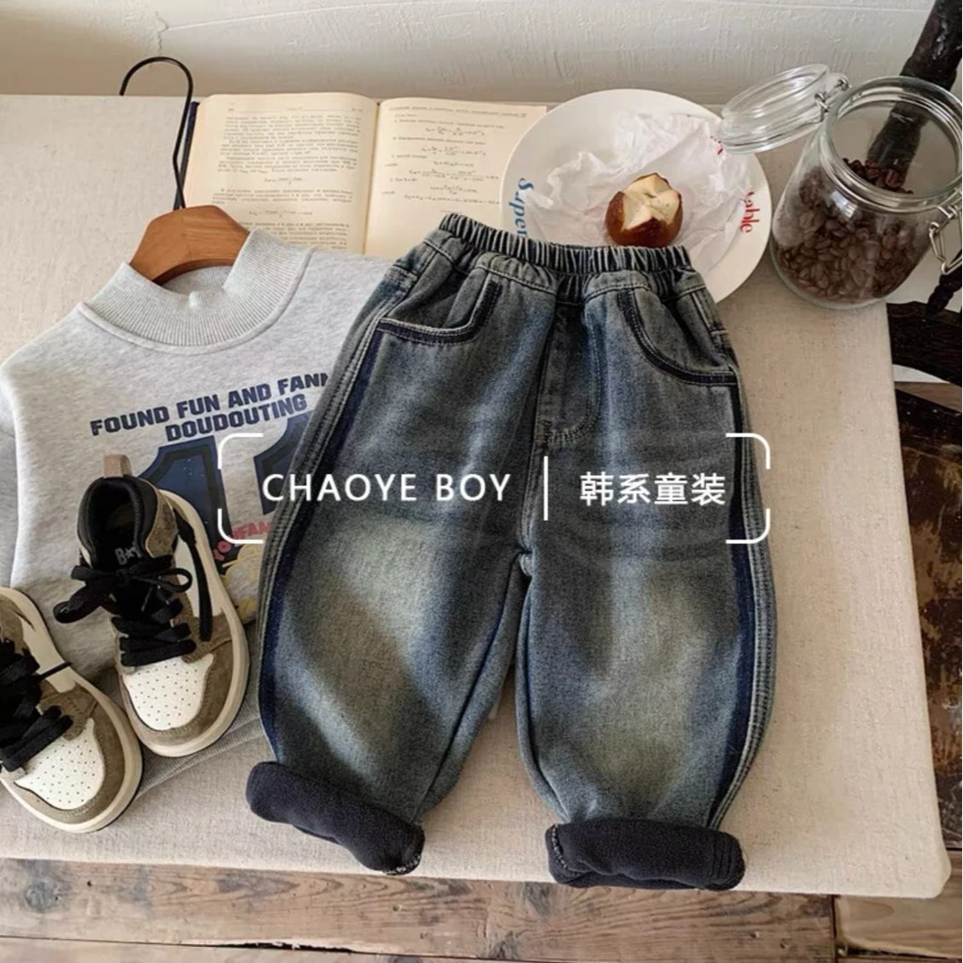 2032时尚潮流百搭洋气流行秋冬男女童加绒牛仔裤
