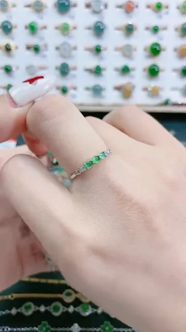 银S925镶嵌戒指翡翠天然翡翠