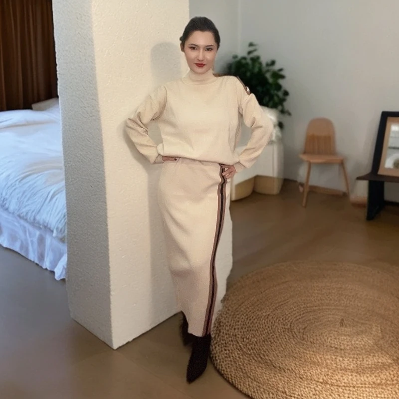 时尚两件套装女早春季2025新款圆领卫衣高腰半身裙时尚套装