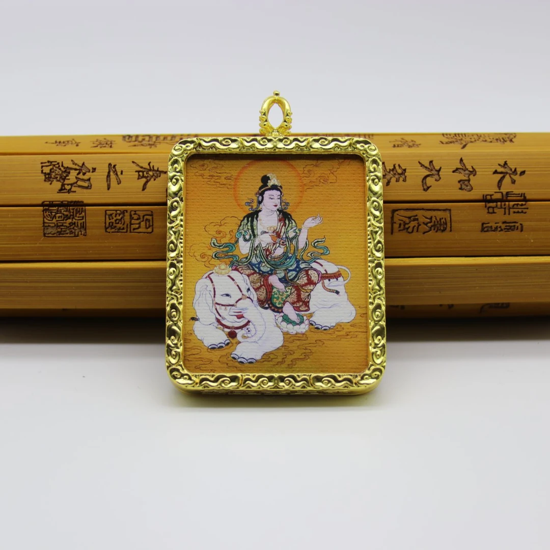 唐卡 普贤 款式 吊坠 挂件 钛钢 壳子 藏族 文化 艺术