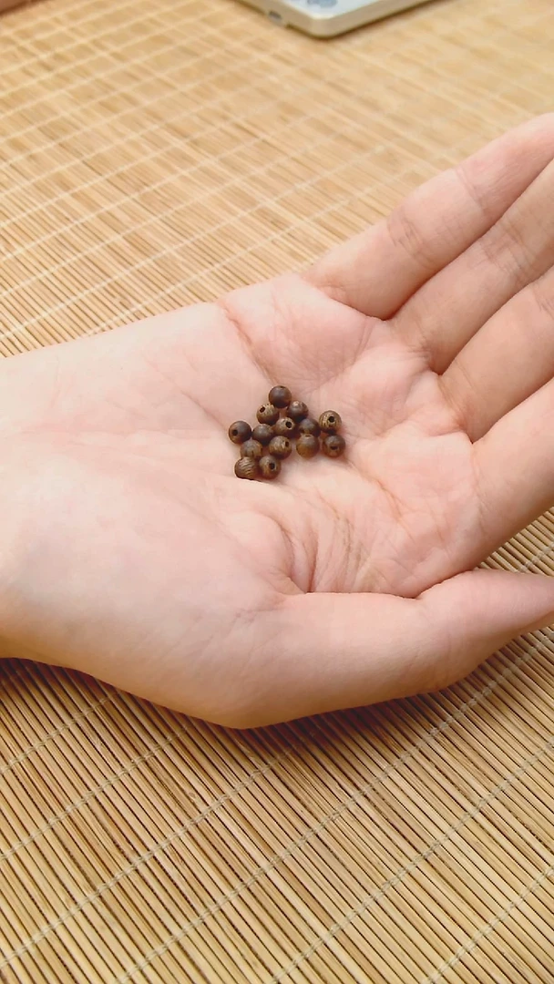 手串沉香s****.海南种植绿奇楠小圆珠散珠14颗