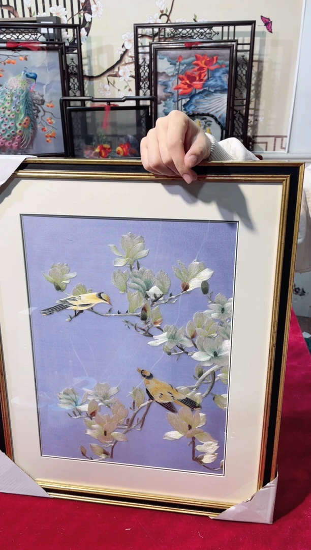 织绣精品苏绣手工刺绣，44cm*54cm成品挂画，18