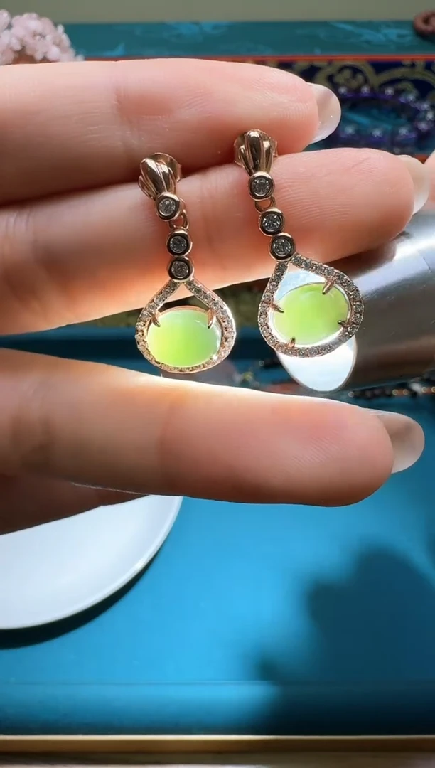 银S925镶嵌和田玉耳饰多样性发一件459