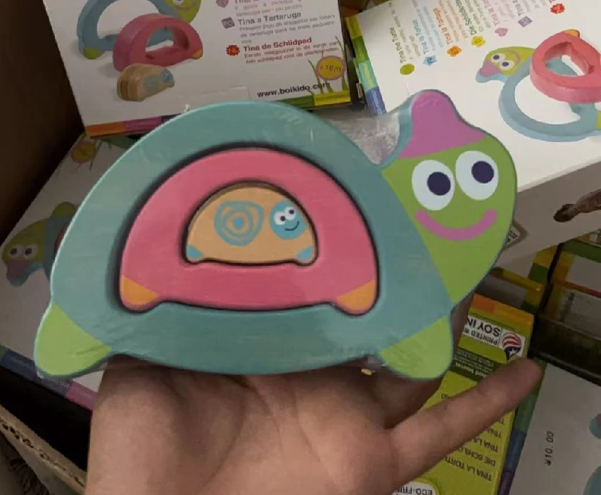 hape 积木（小乌龟）木质拼图玩具幼儿园宝宝认知几何形状益智积木