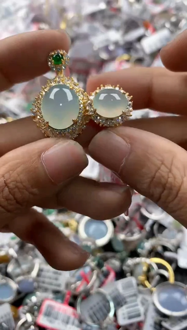 银S925镶嵌戒指翡翠15             3