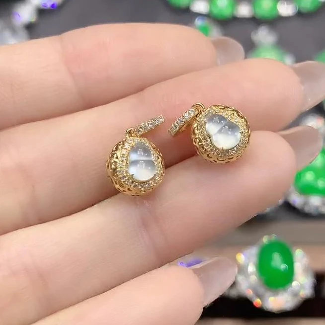 【云中意】18K金翡翠白冰葫芦吊坠 多样性发一件-(定制款不退换)cy