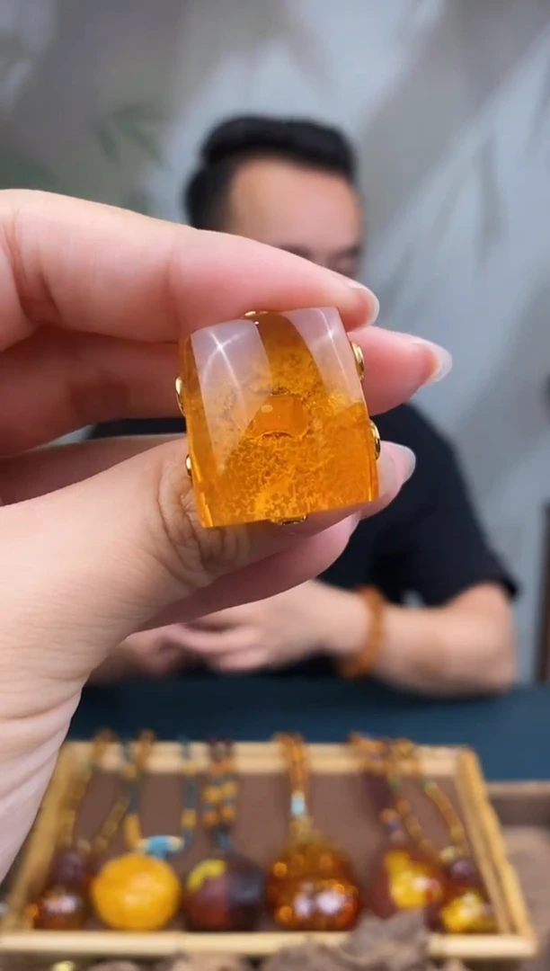 银S925镶嵌琥珀裸石基地发货 一物一证 顺丰包邮