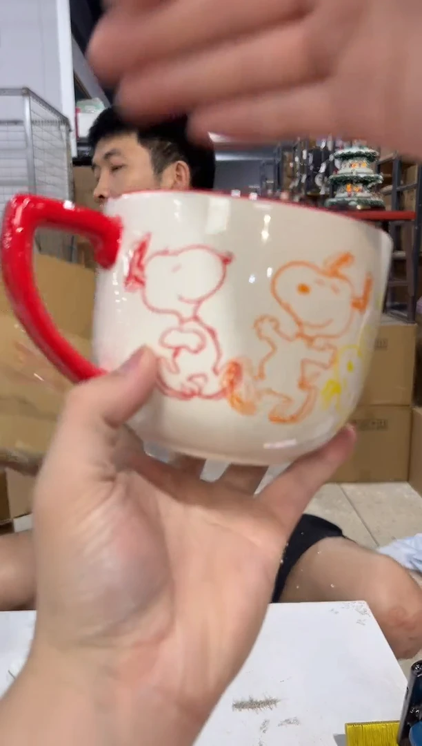 瓷片史努比七彩早餐杯