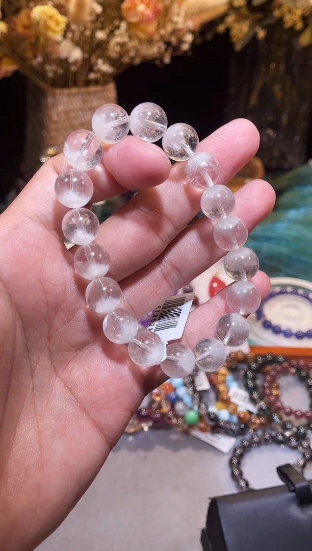 未镶嵌手串水晶金字塔白幽灵单圈11m+