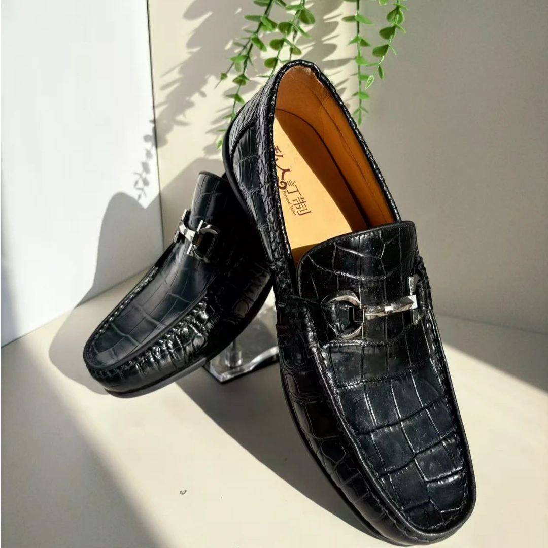 黑色豆豆鞋平跟薄款低跟休闲缝制鞋豆豆鞋男款商务经典黑色豆豆鞋